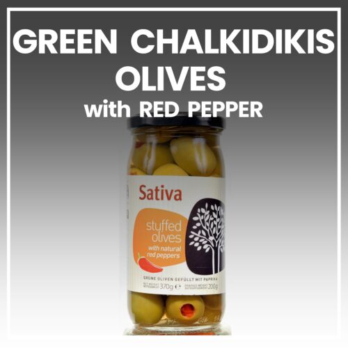 Green Chalkidikis Olives with Red Pepper