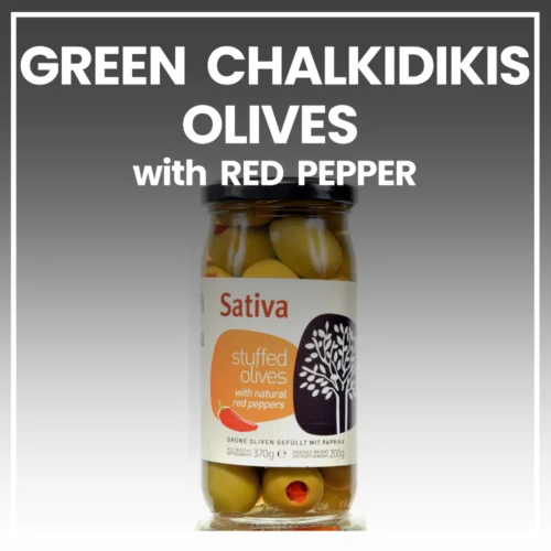Green Chalkidikis Olives with Red Pepper
